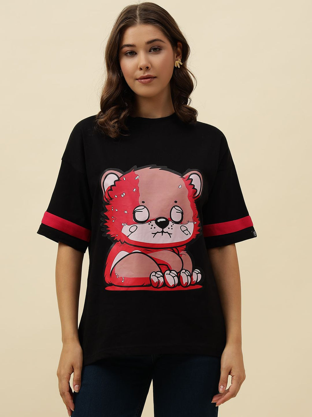 Figure print Short Sleeve Black T-Shirt Beatnik