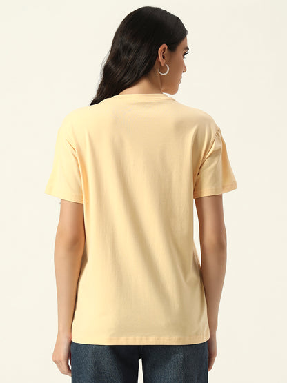 Figure print Short Sleeve Yellow T-Shirt
