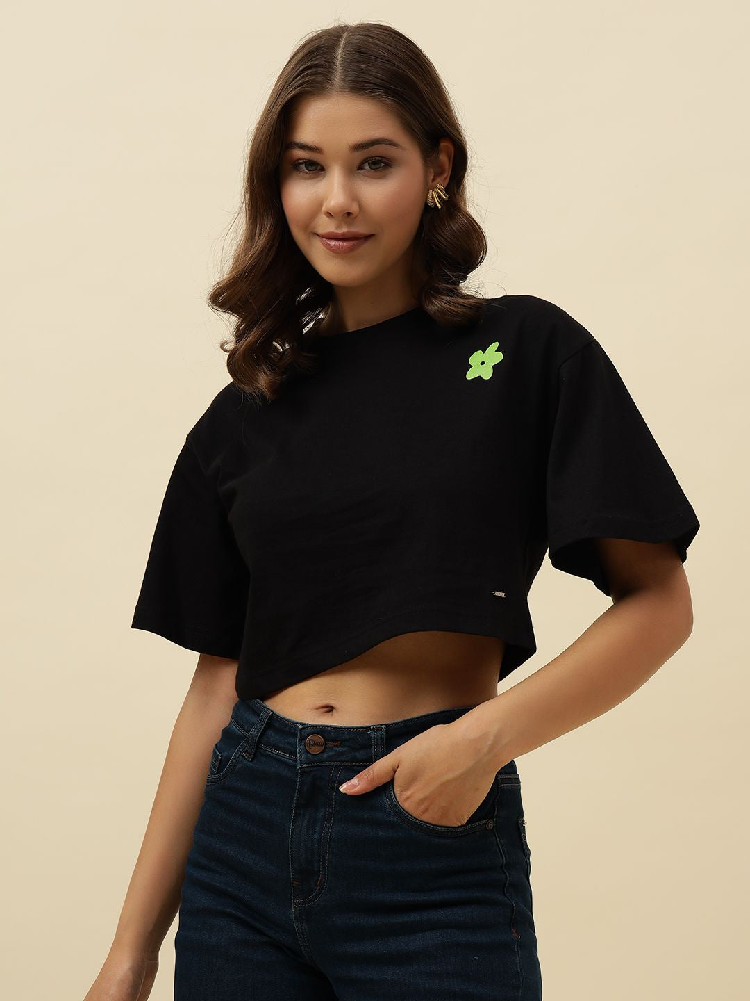 Typography Short Sleeve Black T-Shirt Beatnik