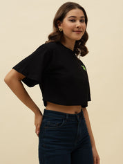 Typography Short Sleeve Black T-Shirt Beatnik