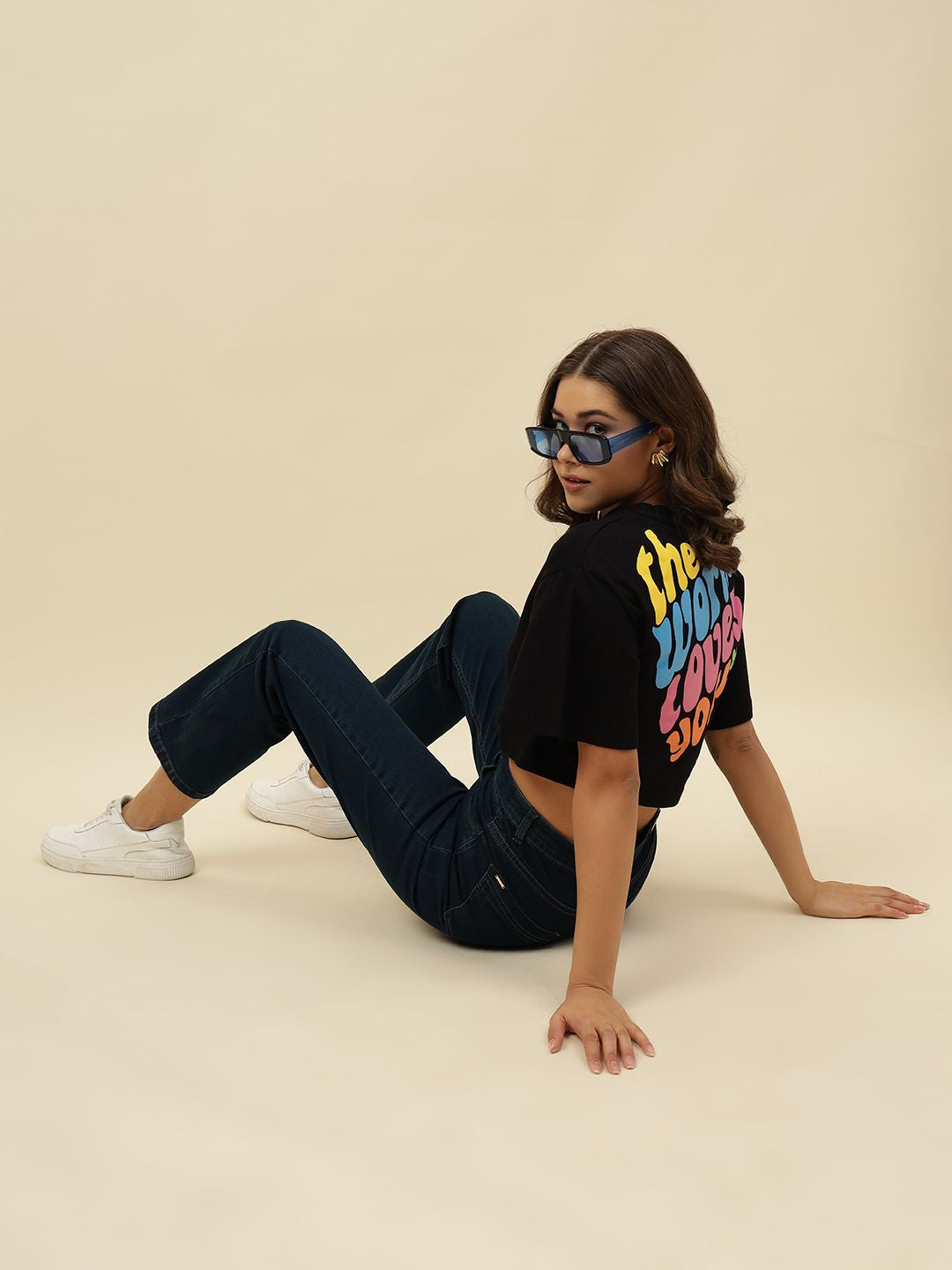 Typography Short Sleeve Black T-Shirt Beatnik