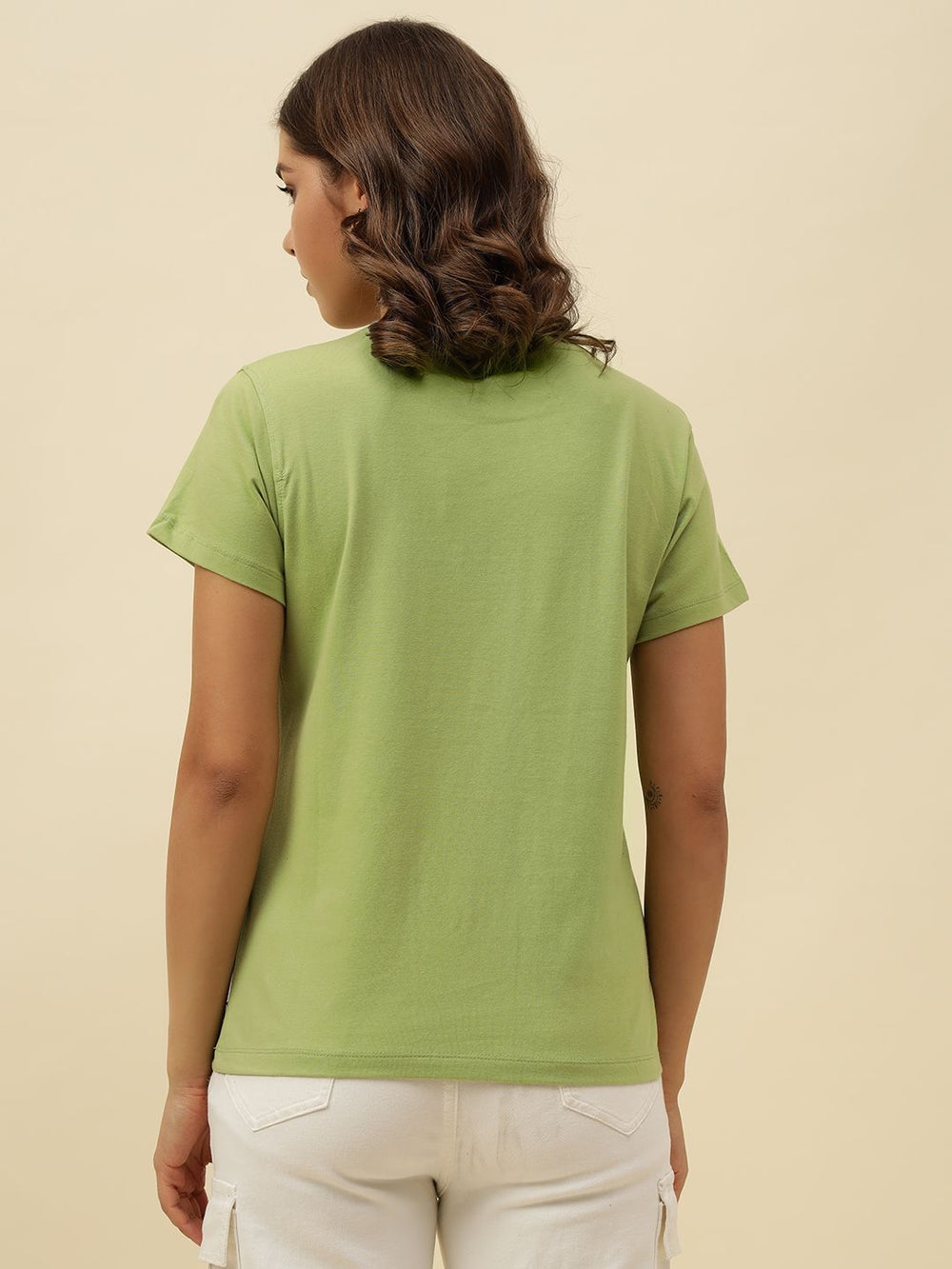 Solid Short Sleeve Light Green T-Shirt Beatnik