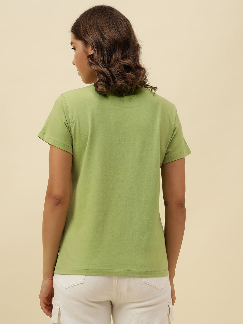 Solid Short Sleeve Light Green T-Shirt Beatnik