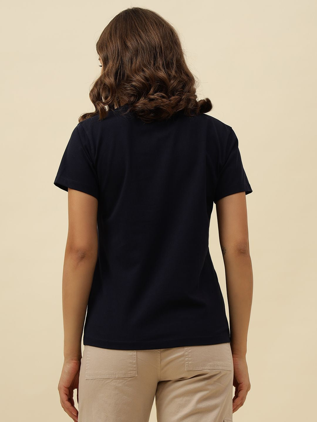 Figure print Short Sleeve Navy Blue T-Shirt Beatnik