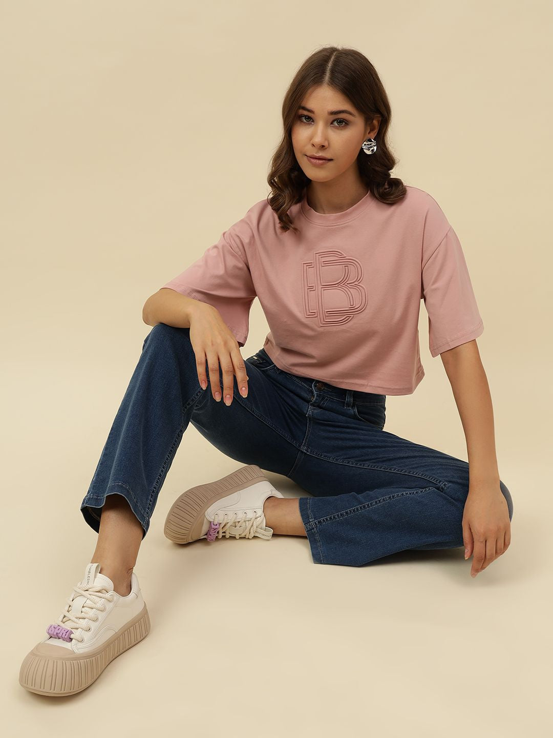 Typography Short Sleeve Pink T-Shirt Beatnik