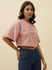Typography Short Sleeve Pink T-Shirt Beatnik