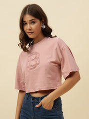 Typography Short Sleeve Pink T-Shirt Beatnik