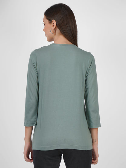 Women's Floral V-Neck 3/4 Sleeve T-Shirt Beatnik