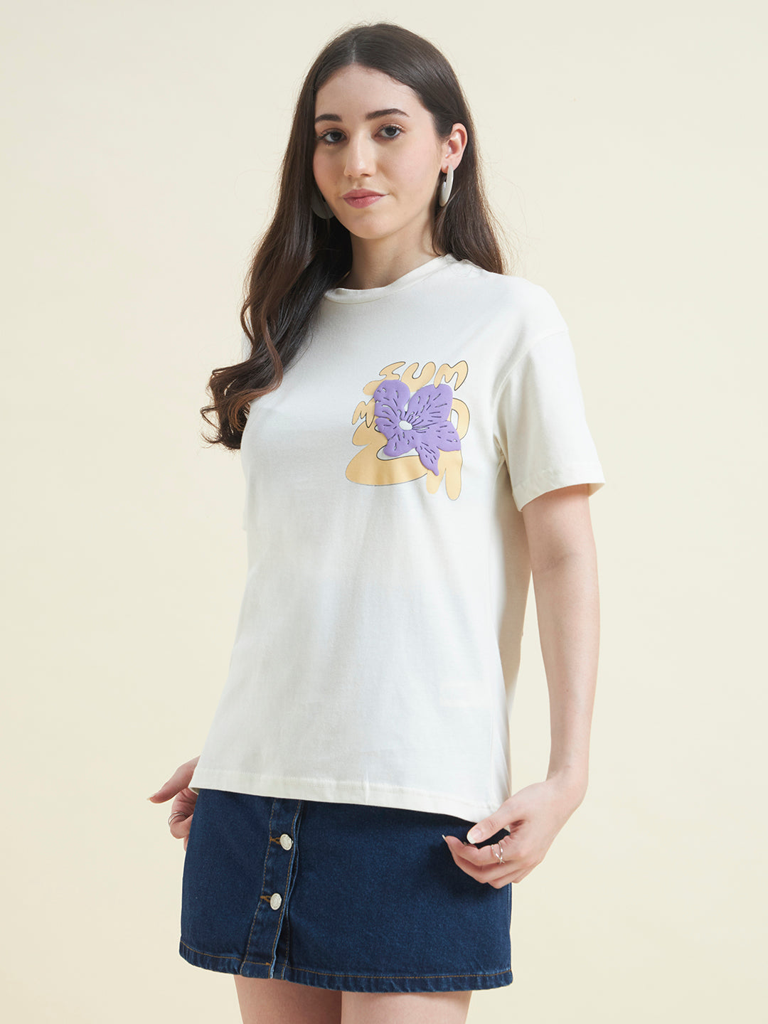 Women Vibrant Color Printed T-shirt