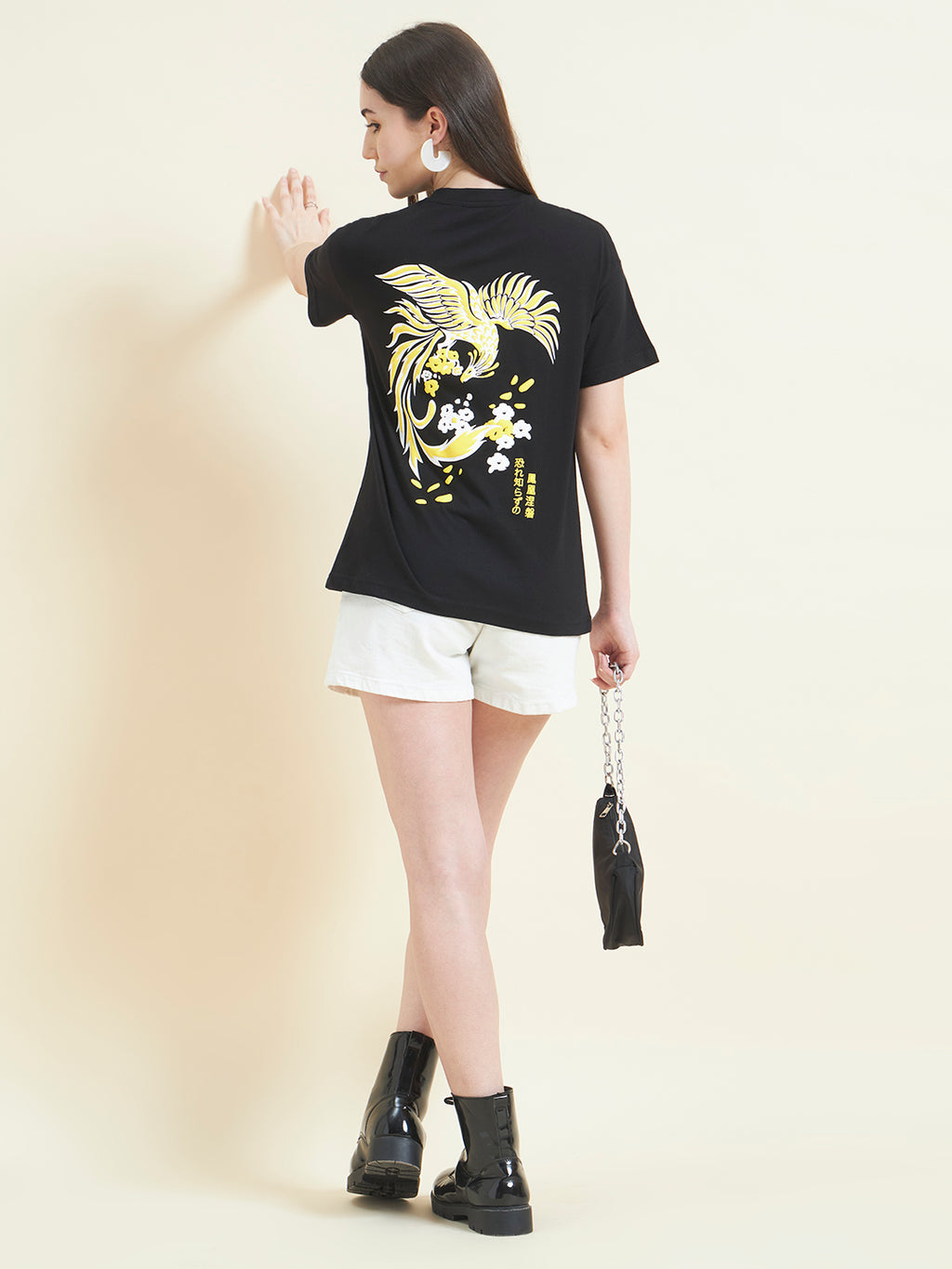 Women Phoenix Print Embossed T-Shirt