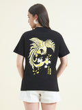 Women Phoenix Print Embossed T-Shirt