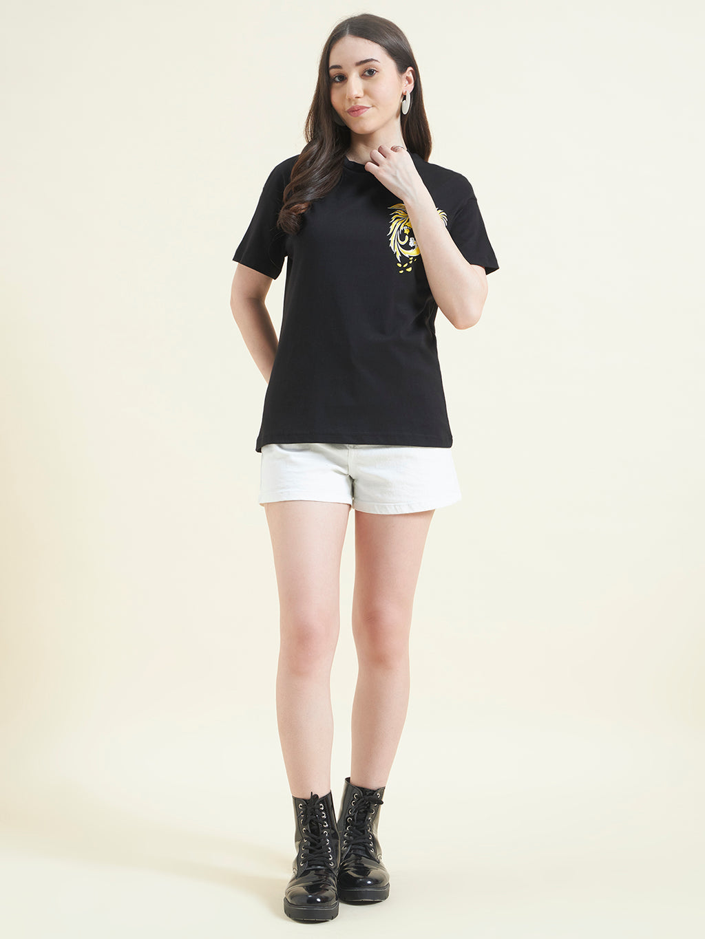 Women Phoenix Print Embossed T-Shirt