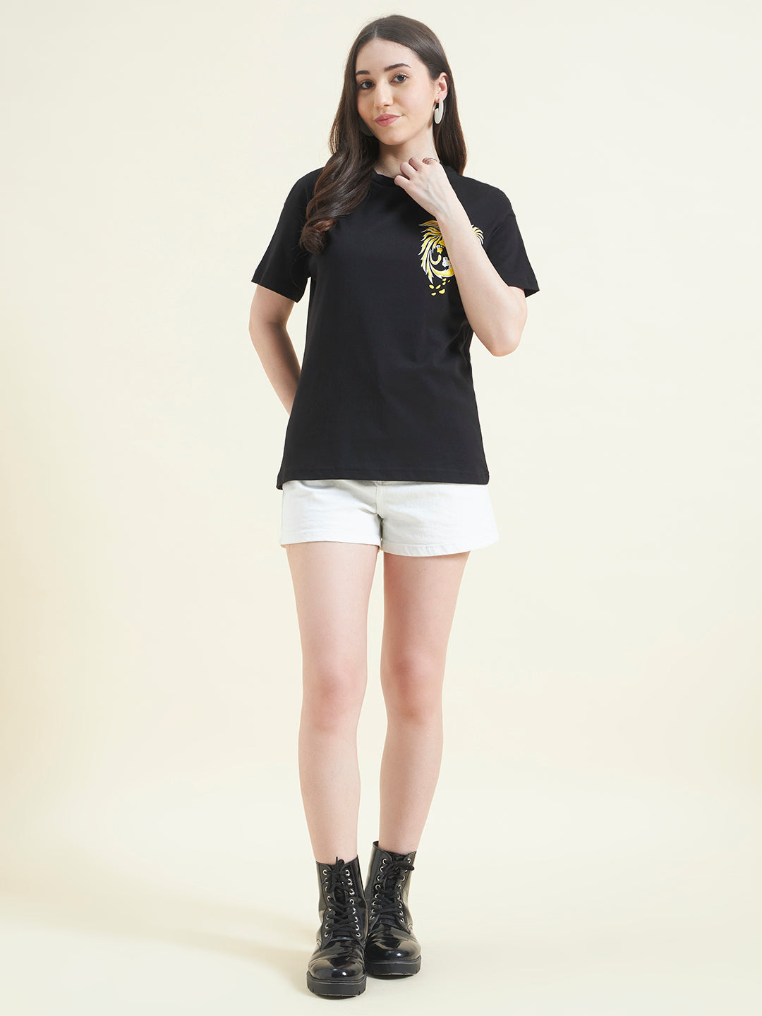 Women Phoenix Print Embossed T-Shirt