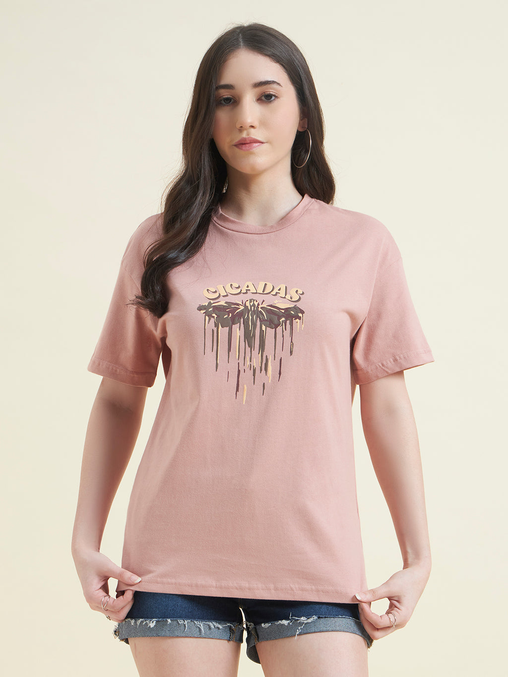 Women Cicadas Embossed print T-shirt