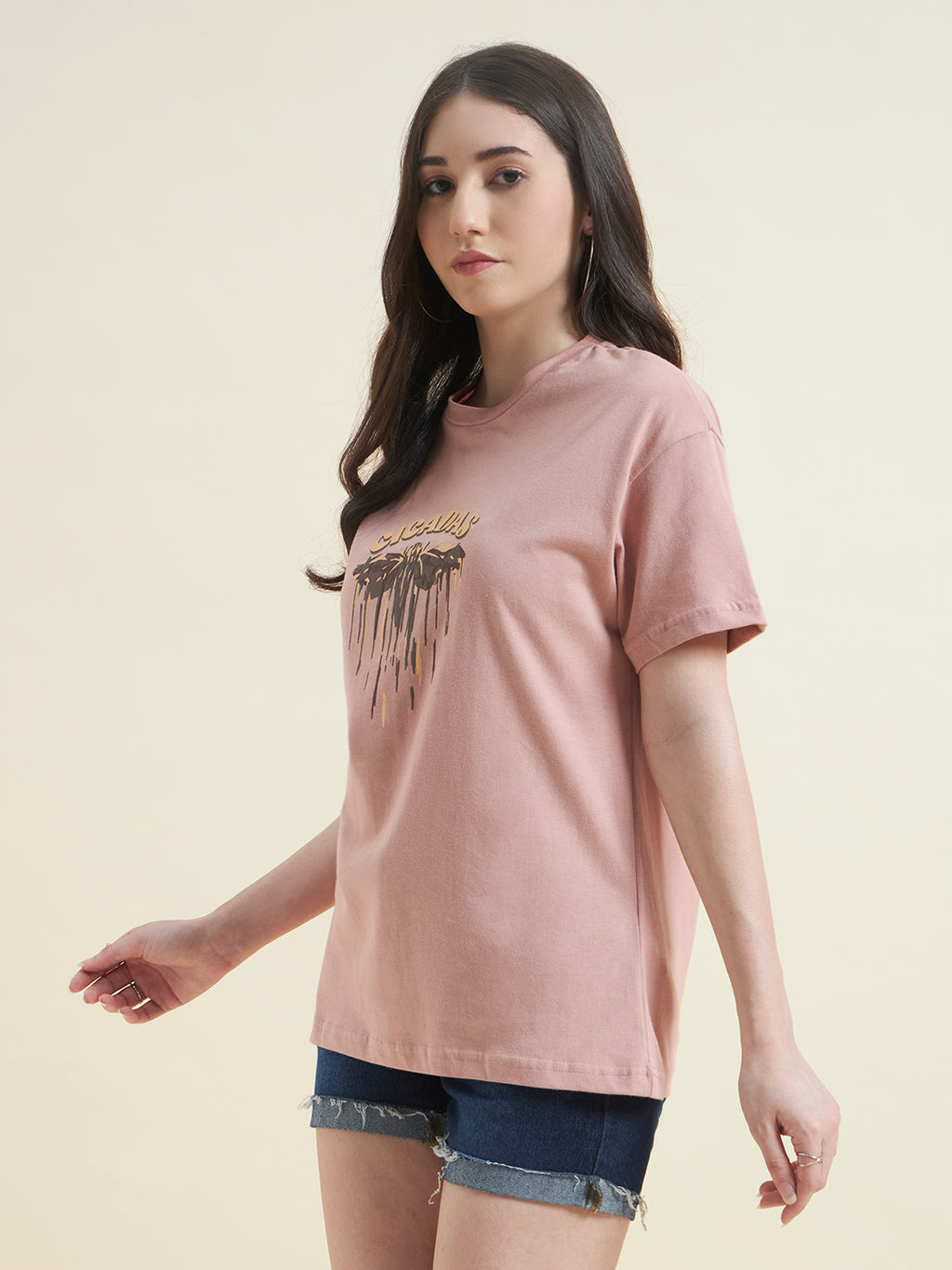 Women Cicadas Embossed print T-shirt
