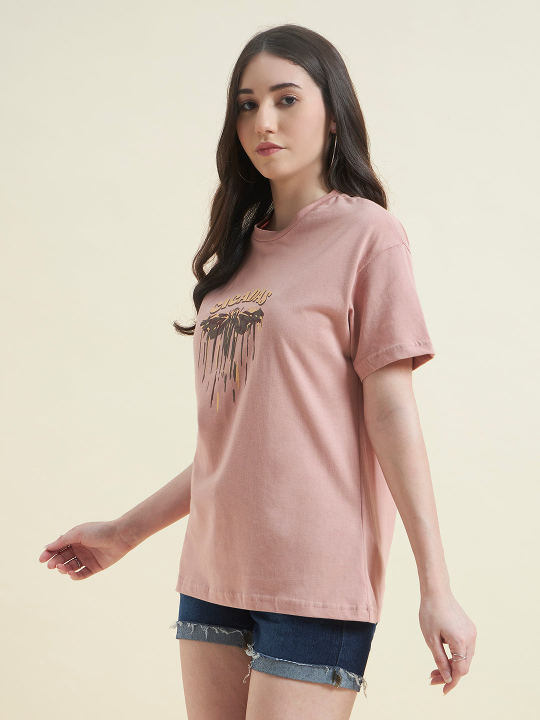 Women Cicadas Embossed print T-shirt