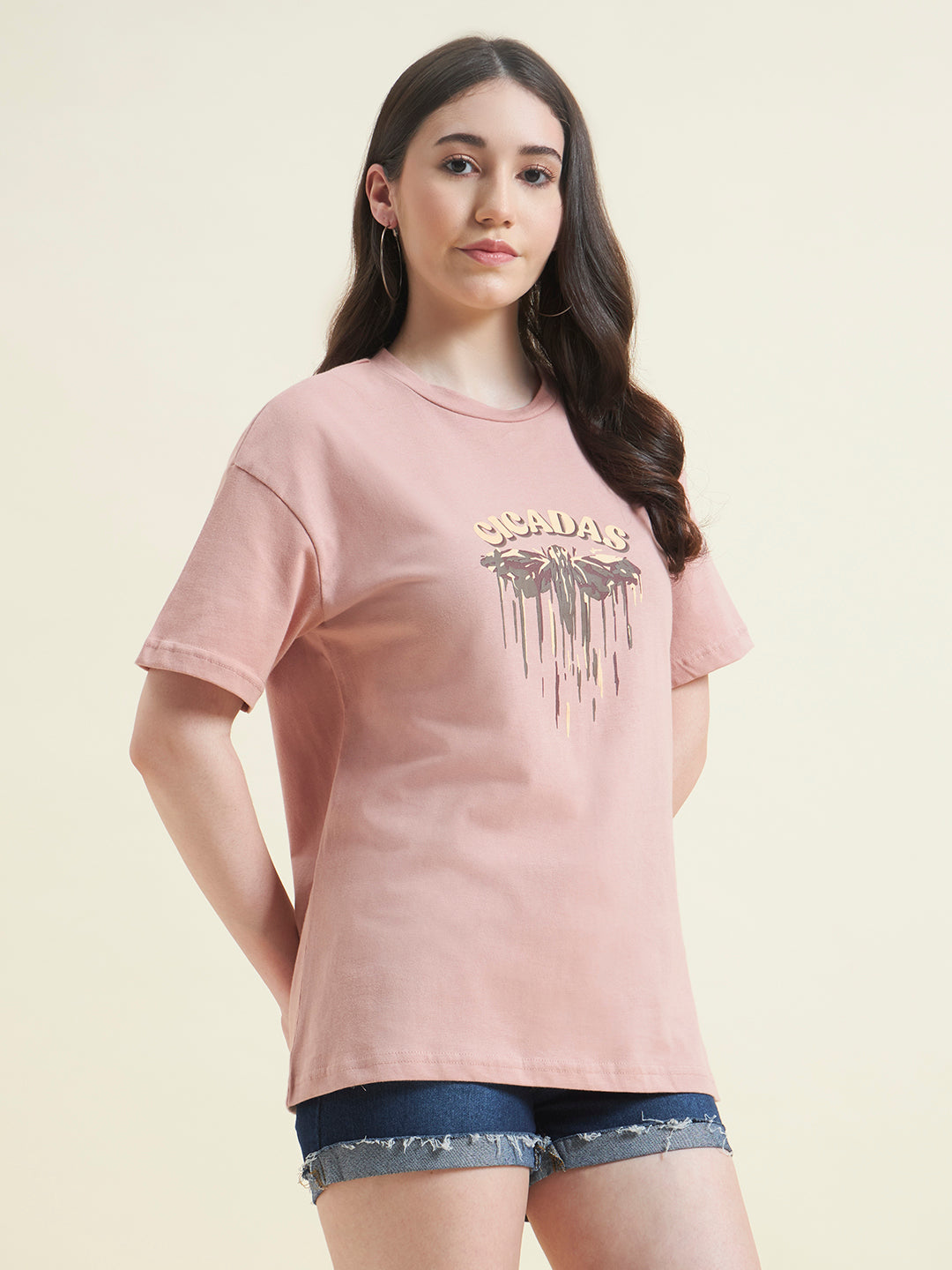 Women Cicadas Embossed print T-shirt