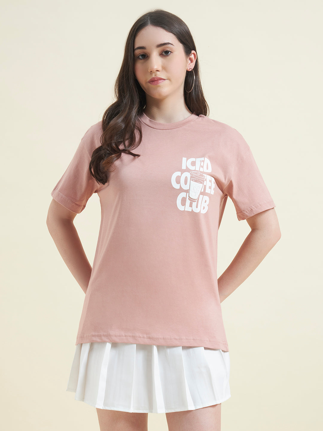 Women Iced Coffee Club Embossed print T-shirt