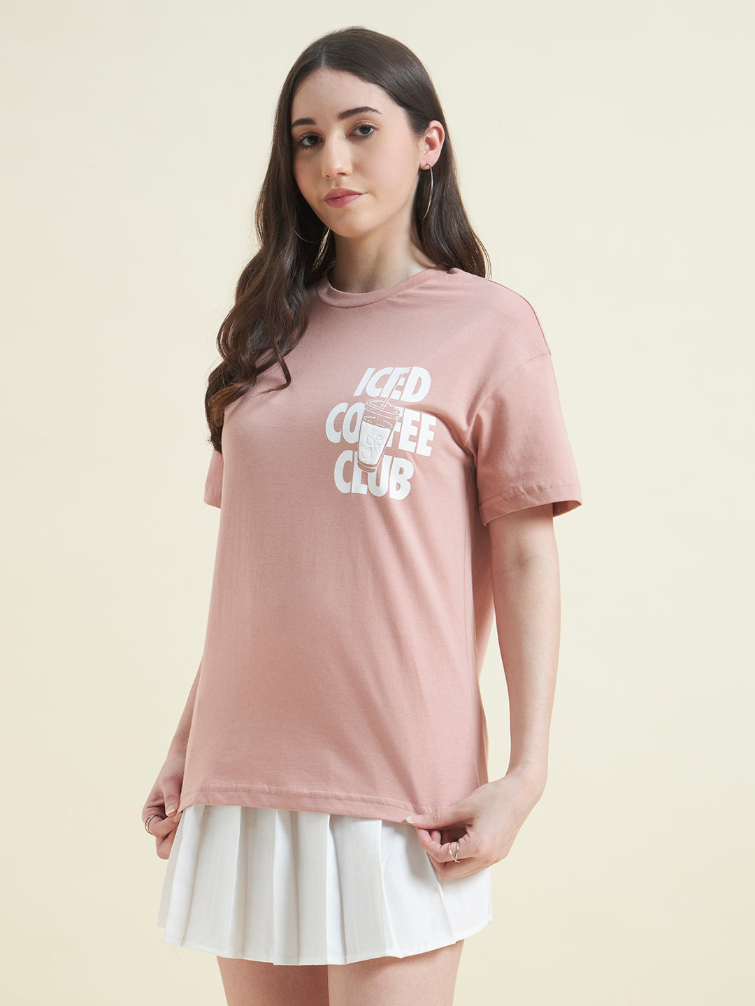 Women Iced Coffee Club Embossed print T-shirt