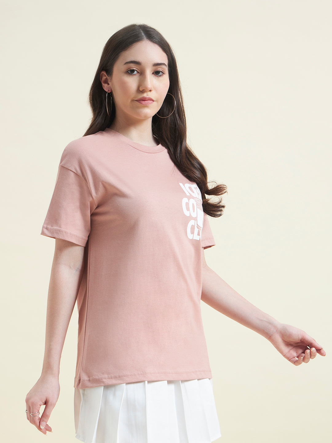 Women Iced Coffee Club Embossed print T-shirt