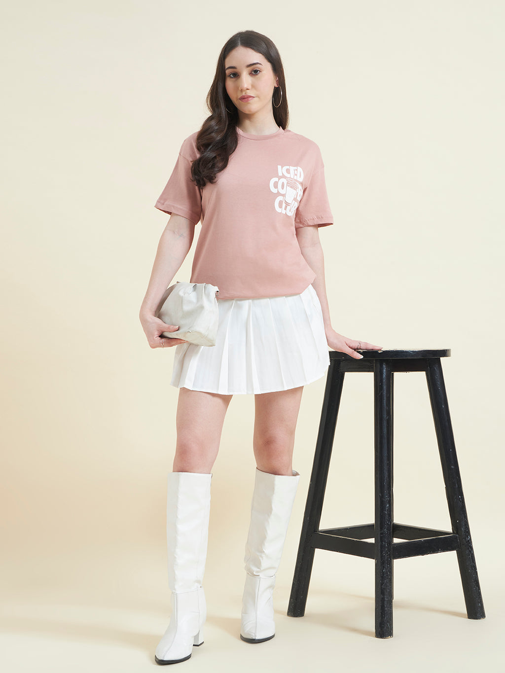 Women Iced Coffee Club Embossed print T-shirt