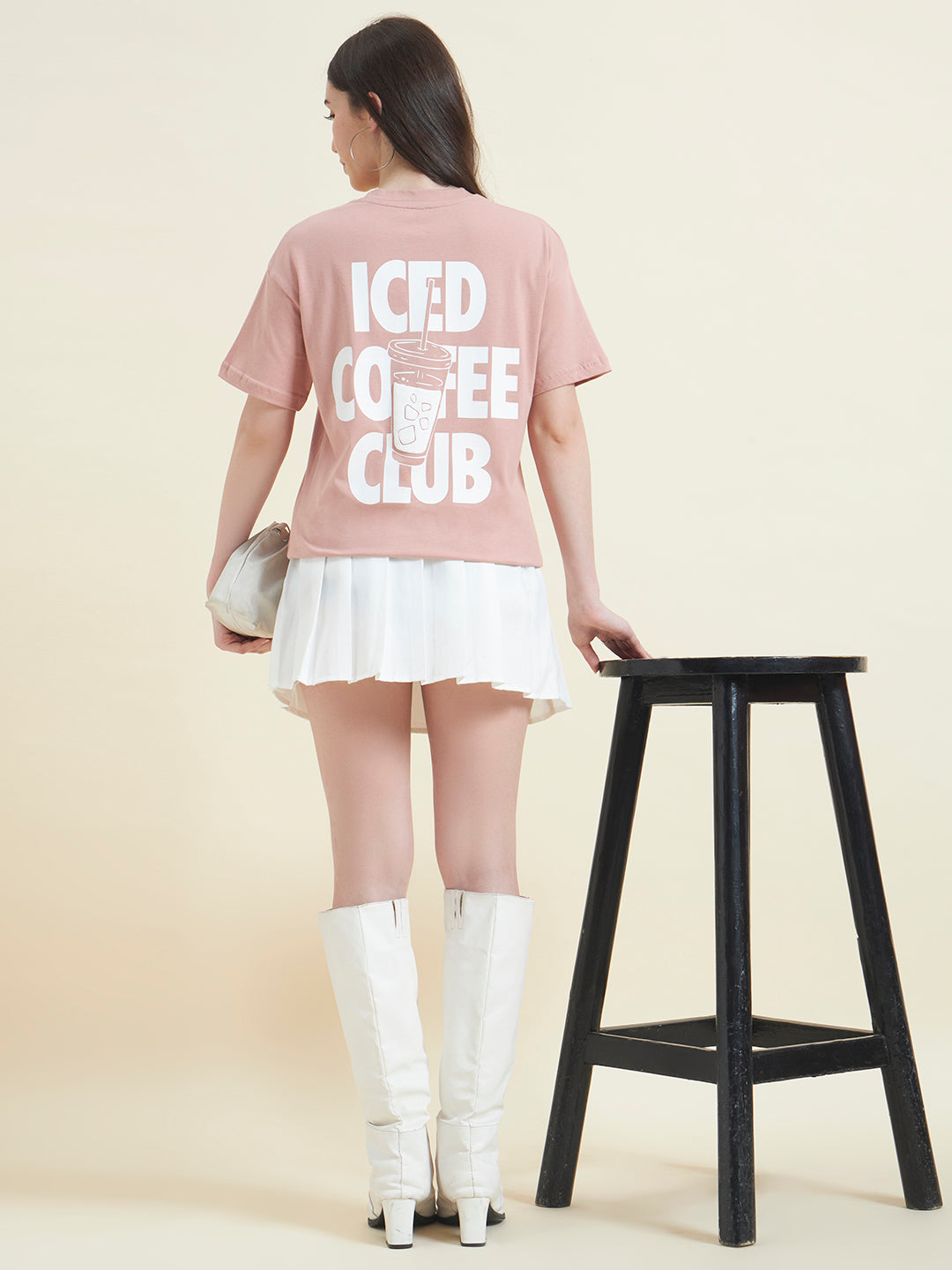 Women Iced Coffee Club Embossed print T-shirt