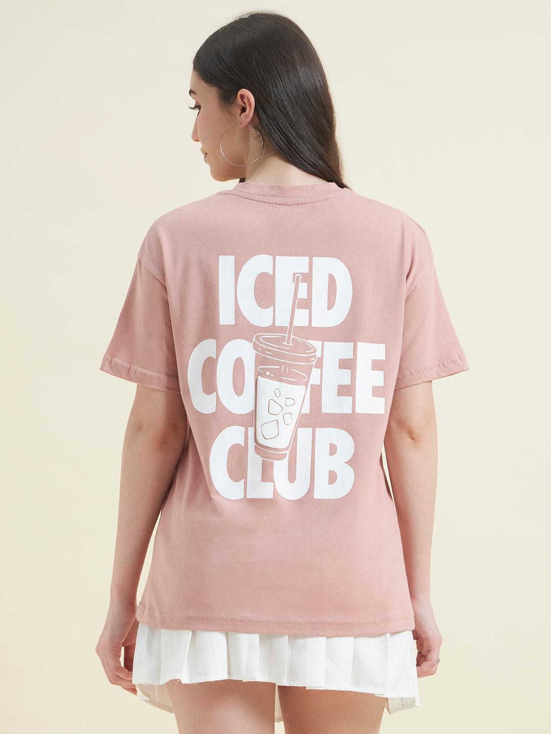 Women Iced Coffee Club Embossed print T-shirt