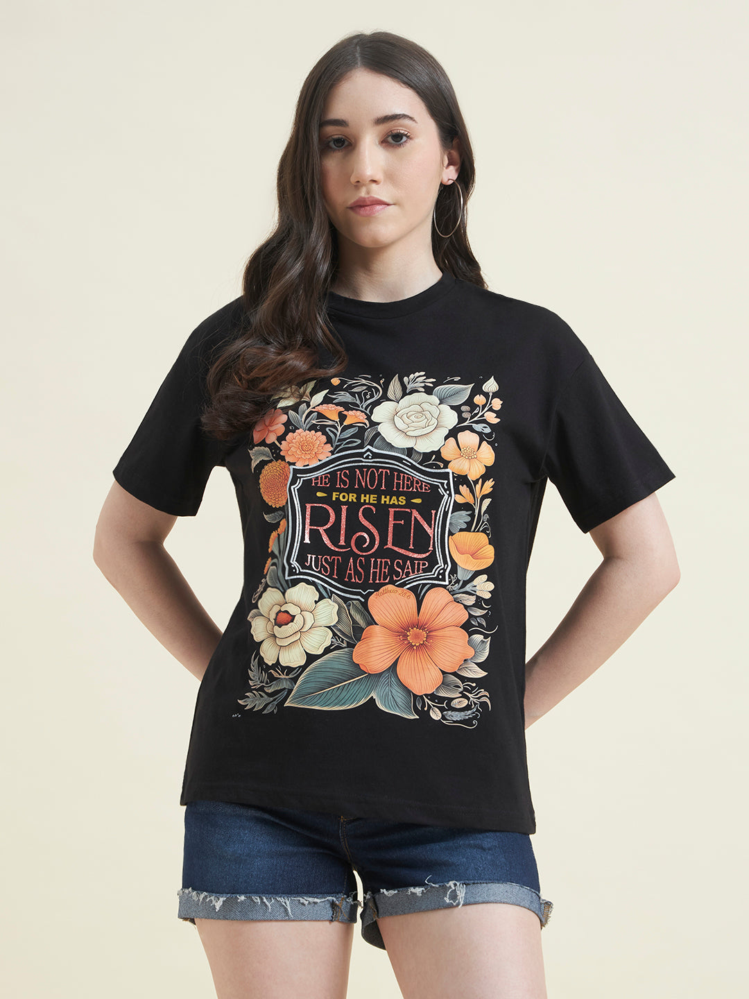 Women Flowral Embossed print T-shirt