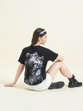 Women Black Bear Oversized Print T-shirt