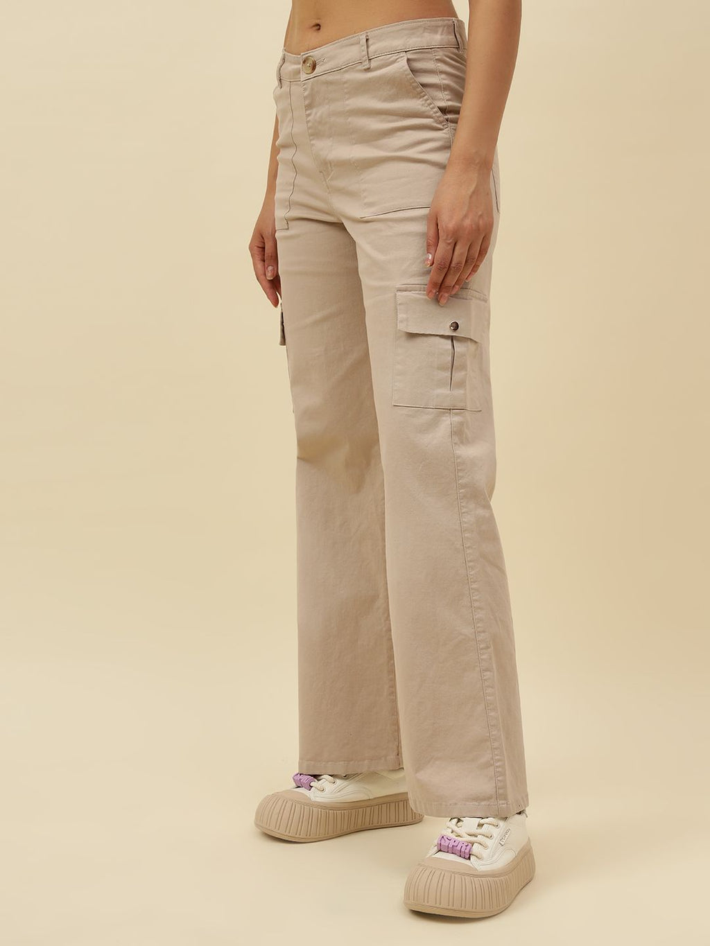 Beige Cargo Stretchable Trouser Beatnik