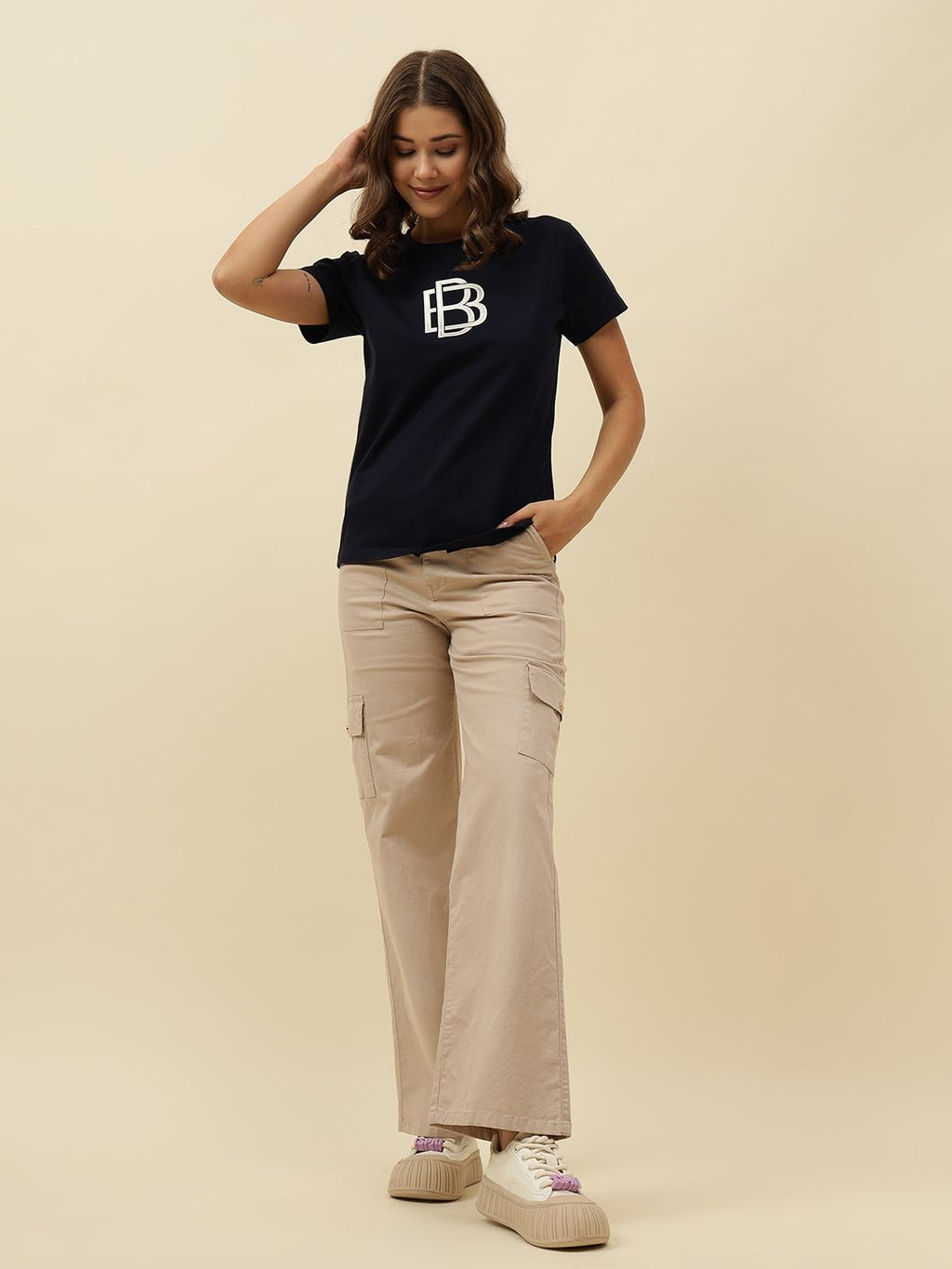 Beige Cargo Stretchable Trouser Beatnik