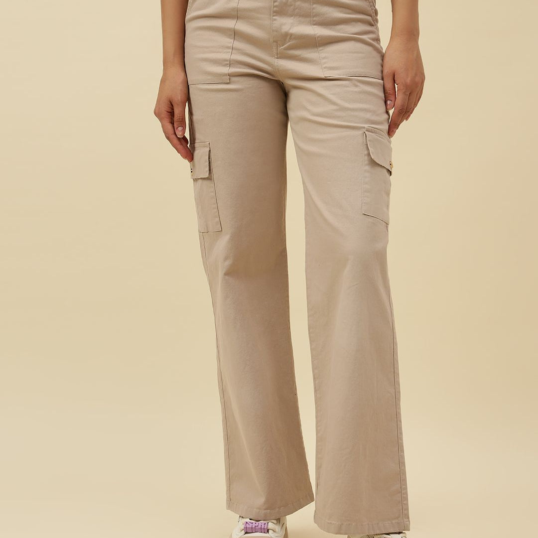 Beige Cargo Stretchable Trouser Beatnik