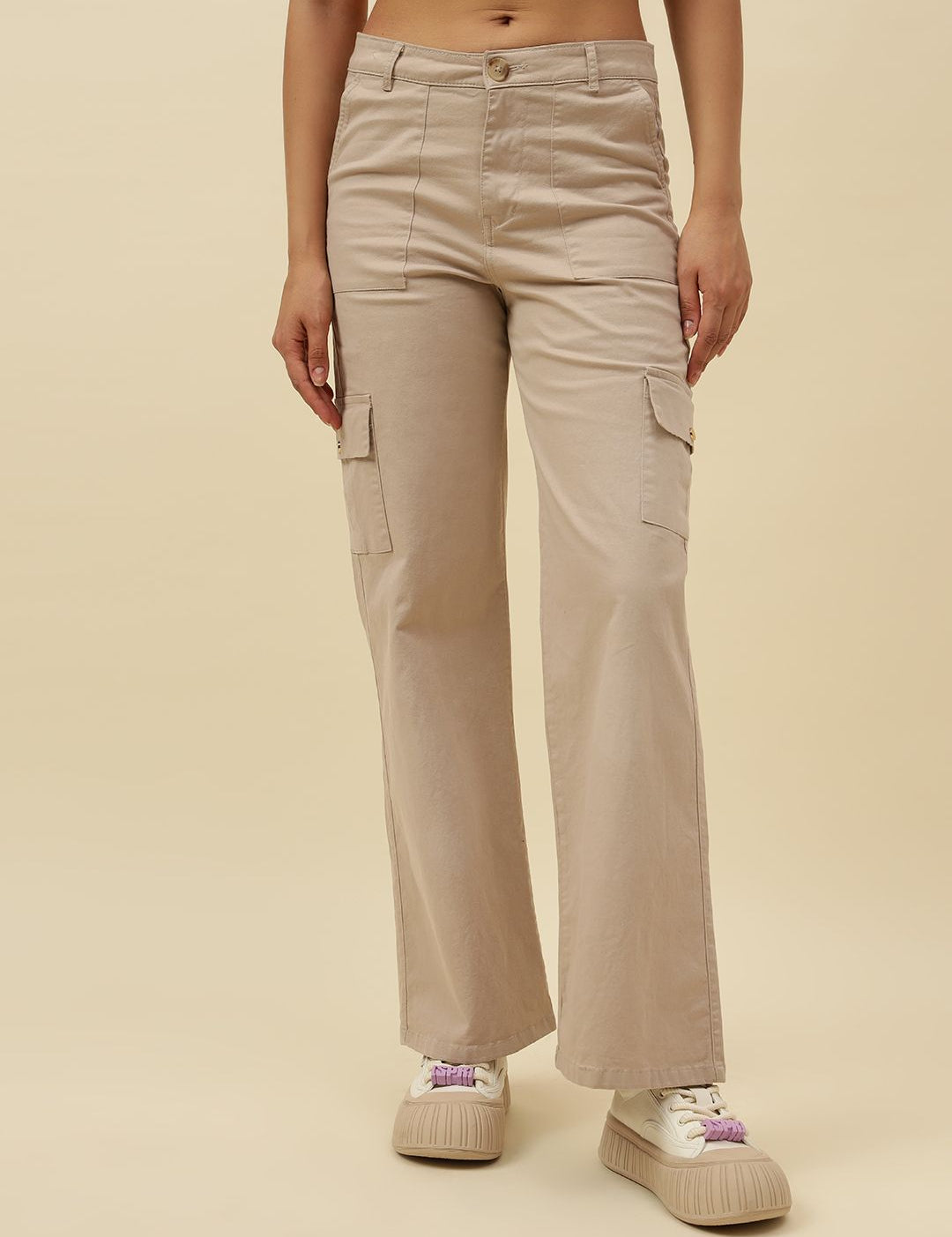 Beige Cargo Stretchable Trouser Beatnik