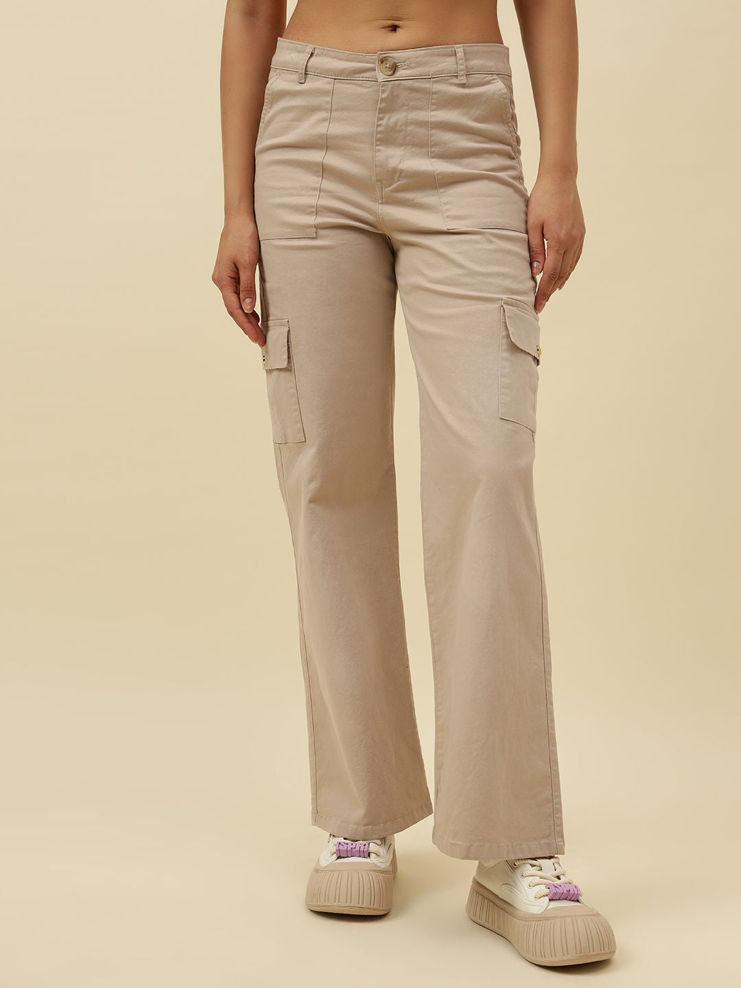 Beige Cargo Stretchable Trouser Beatnik