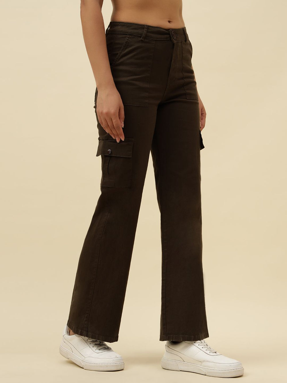 Olive Green Cargo Stretchable Trouser Beatnik