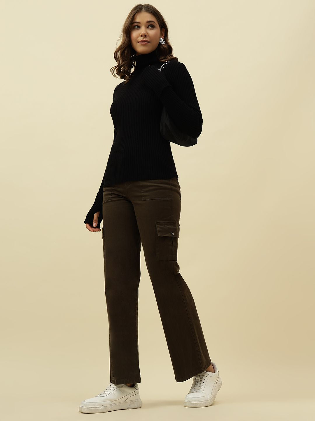 Olive Green Cargo Stretchable Trouser Beatnik