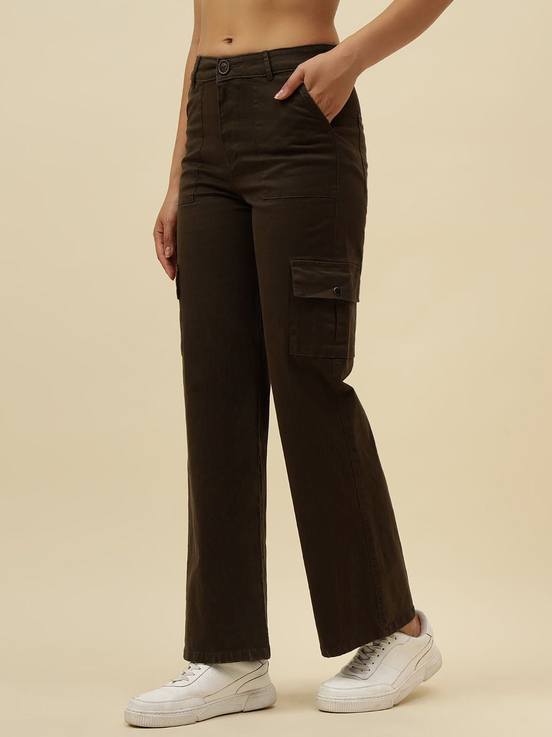 Olive Green Cargo Stretchable Trouser Beatnik