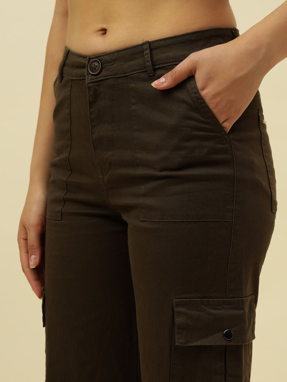 Olive Green Cargo Stretchable Trouser Beatnik