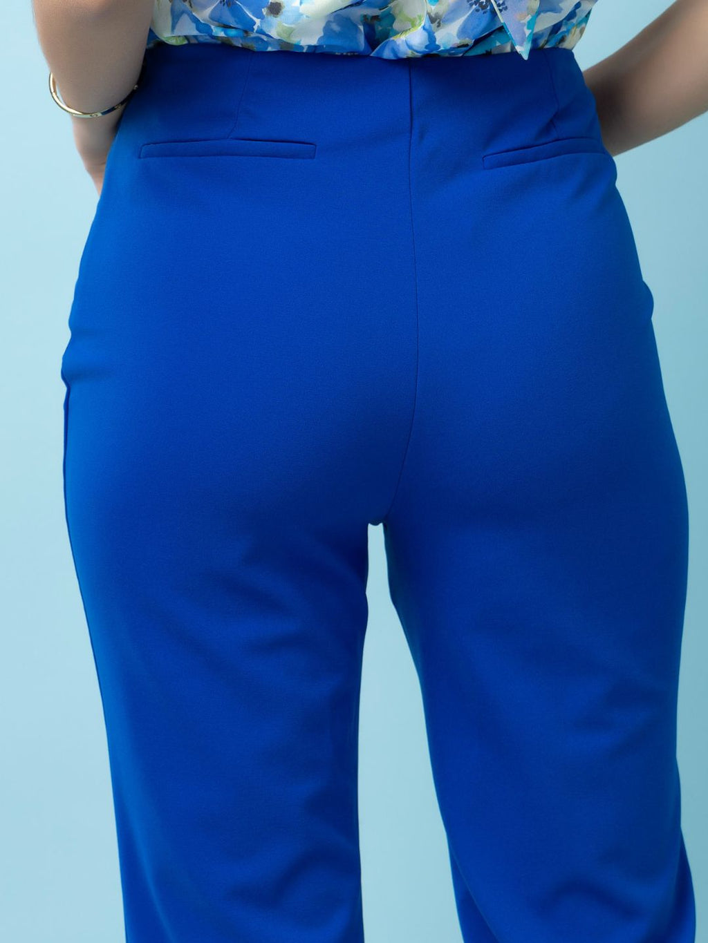 Beatnik Royal Blue Flare Womens Trousers Beatnik India