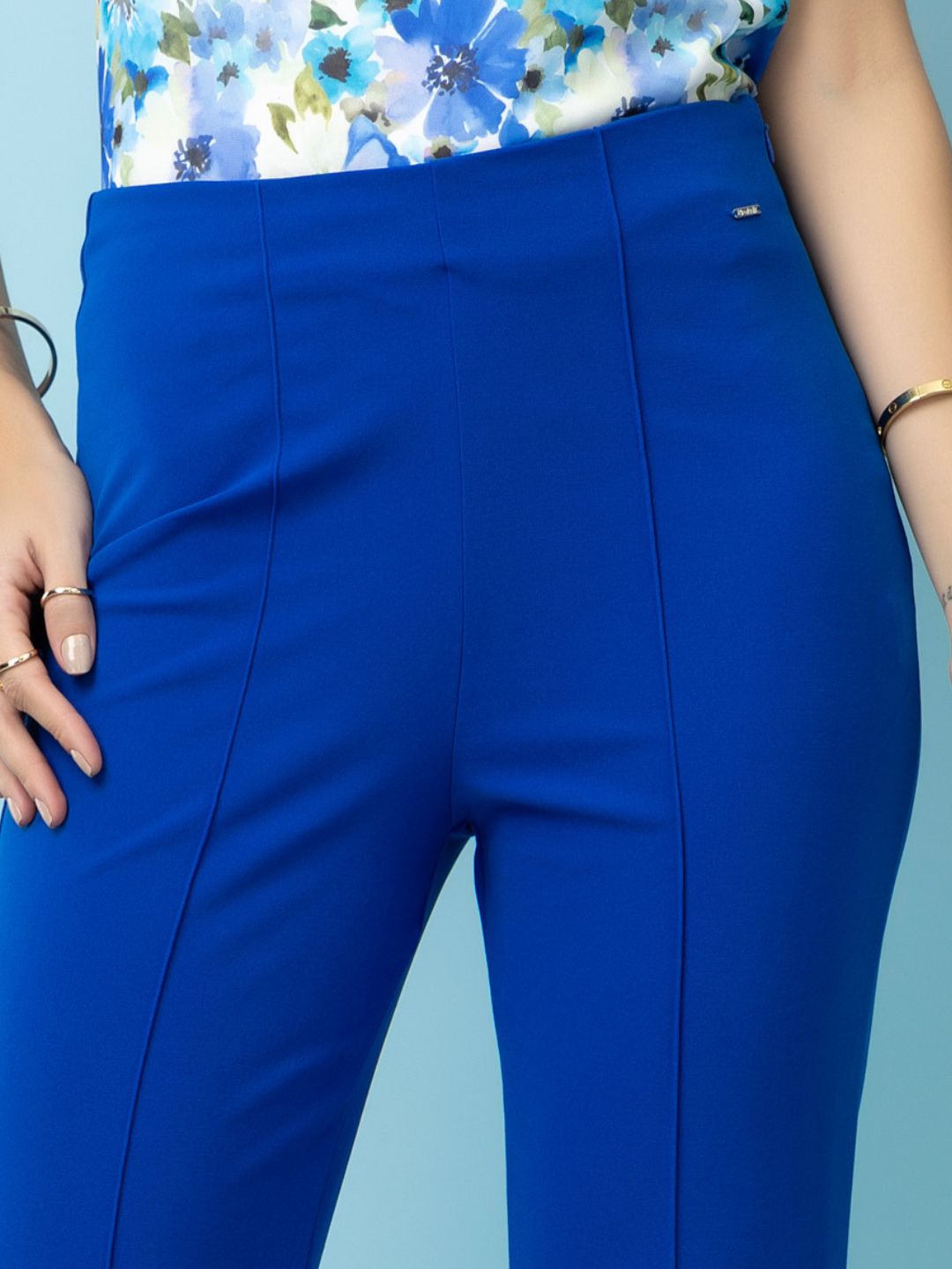 Beatnik Royal Blue Flare Womens Trousers Beatnik India