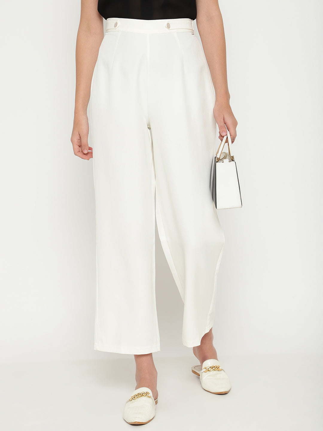 Beatnik Off White Straight Trousers Beatnik