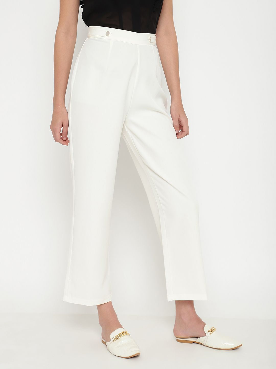 Beatnik Off White Straight Trousers Beatnik