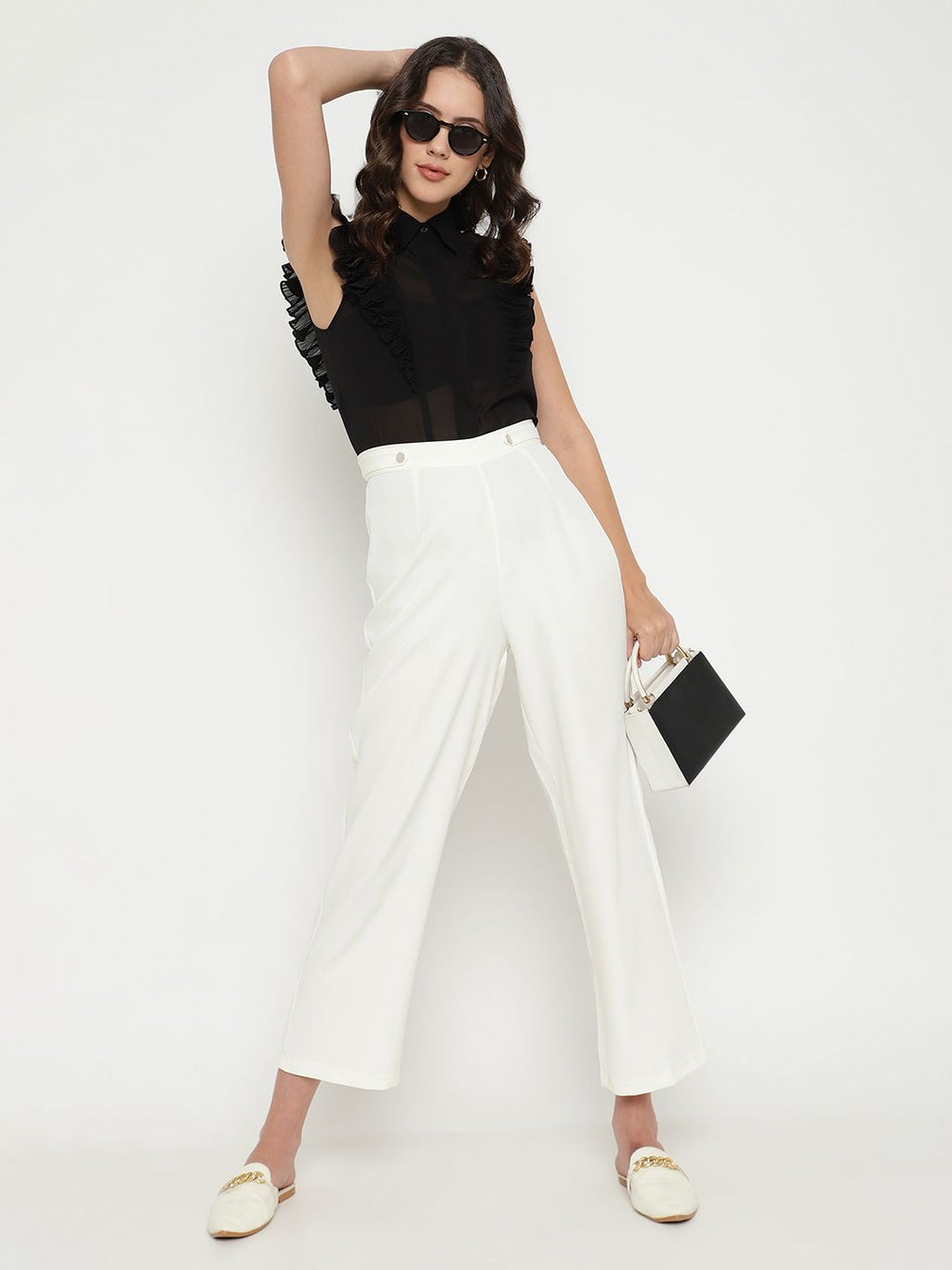Beatnik Off White Straight Trousers Beatnik