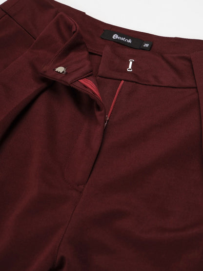 Beatnik Maroon Flare  Womens Trousers Beatnik India