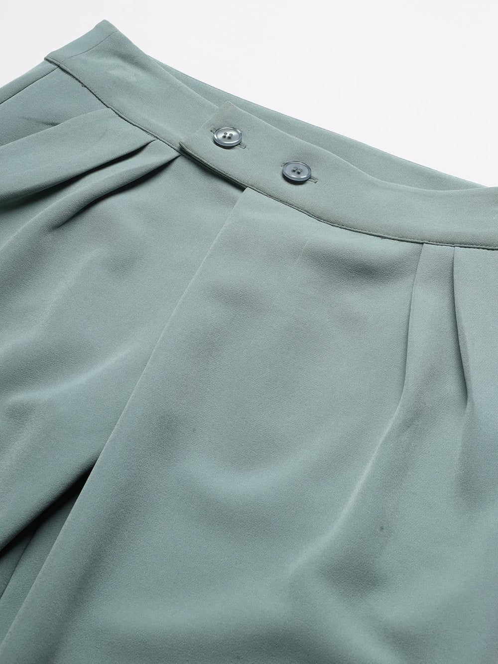 Beatnik Light Sea Green Pleated  Womens Trousers Beatnik India