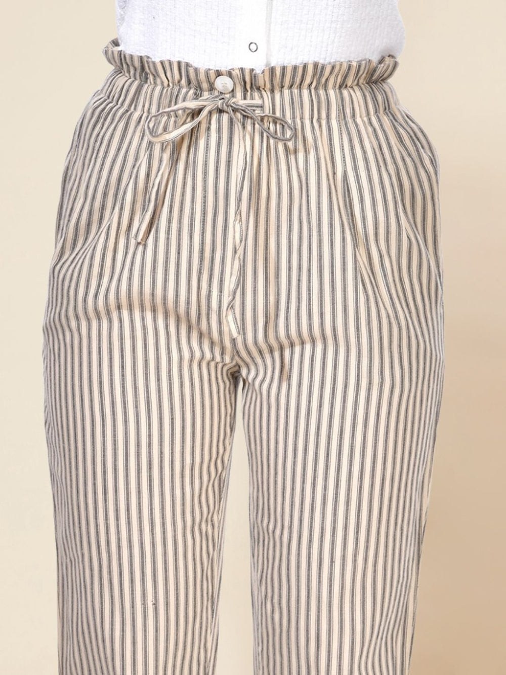 Beatnik Beige Cigarette Womens Trousers Beatnik India