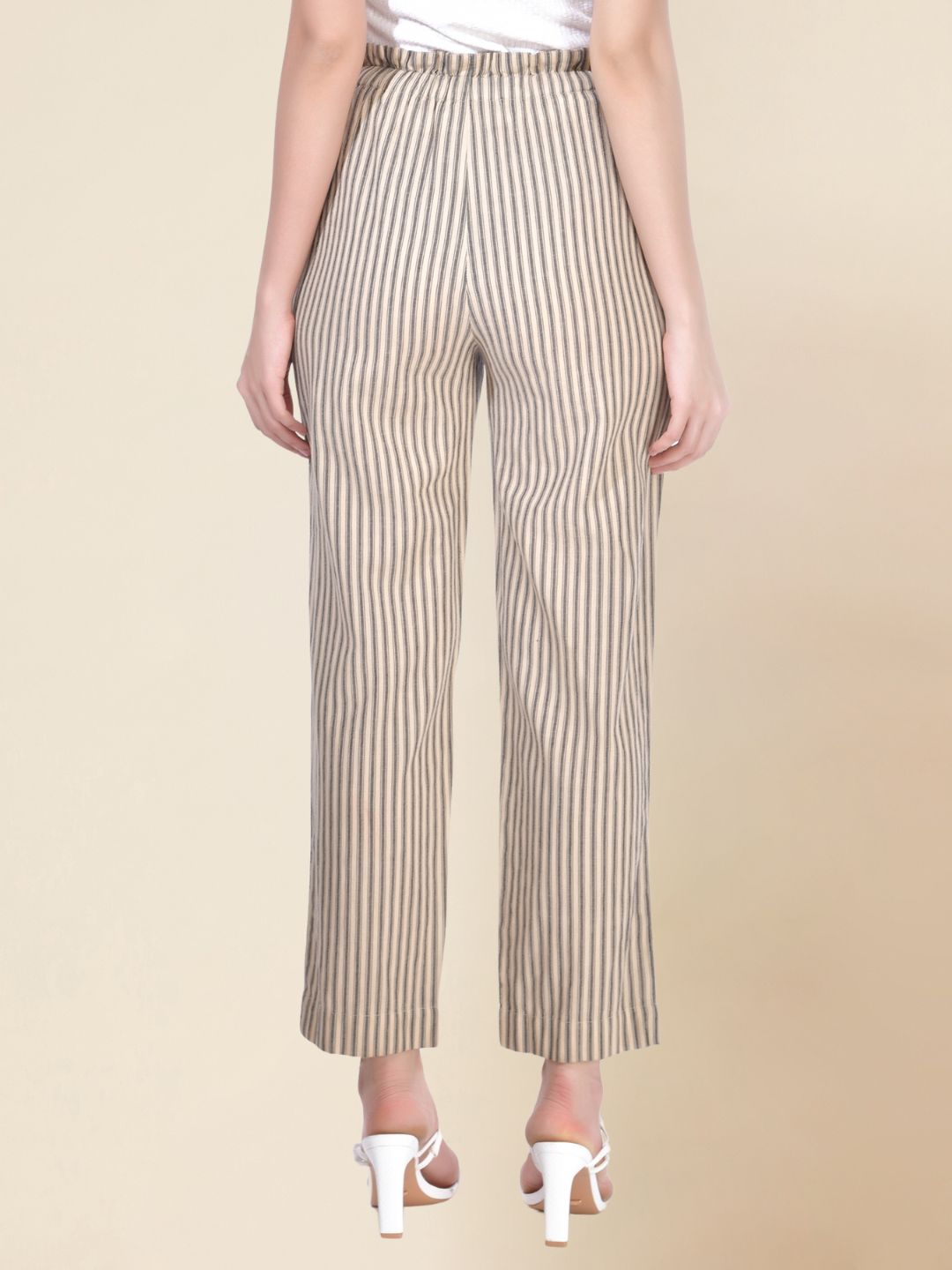 Beatnik Beige Cigarette Womens Trousers Beatnik India