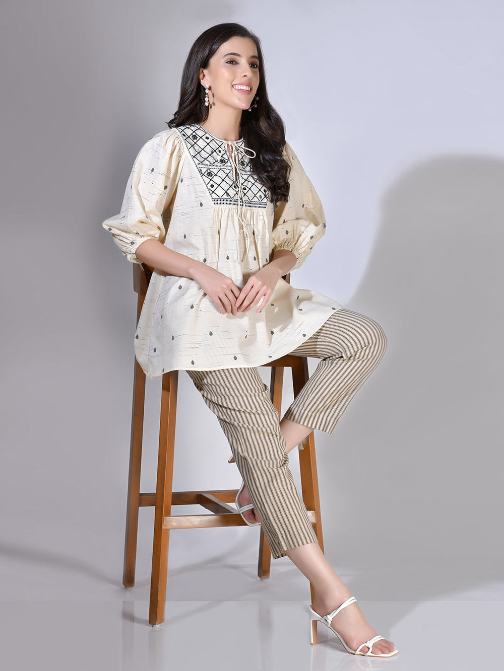Beatnik Beige Cigarette Womens Trousers Beatnik India