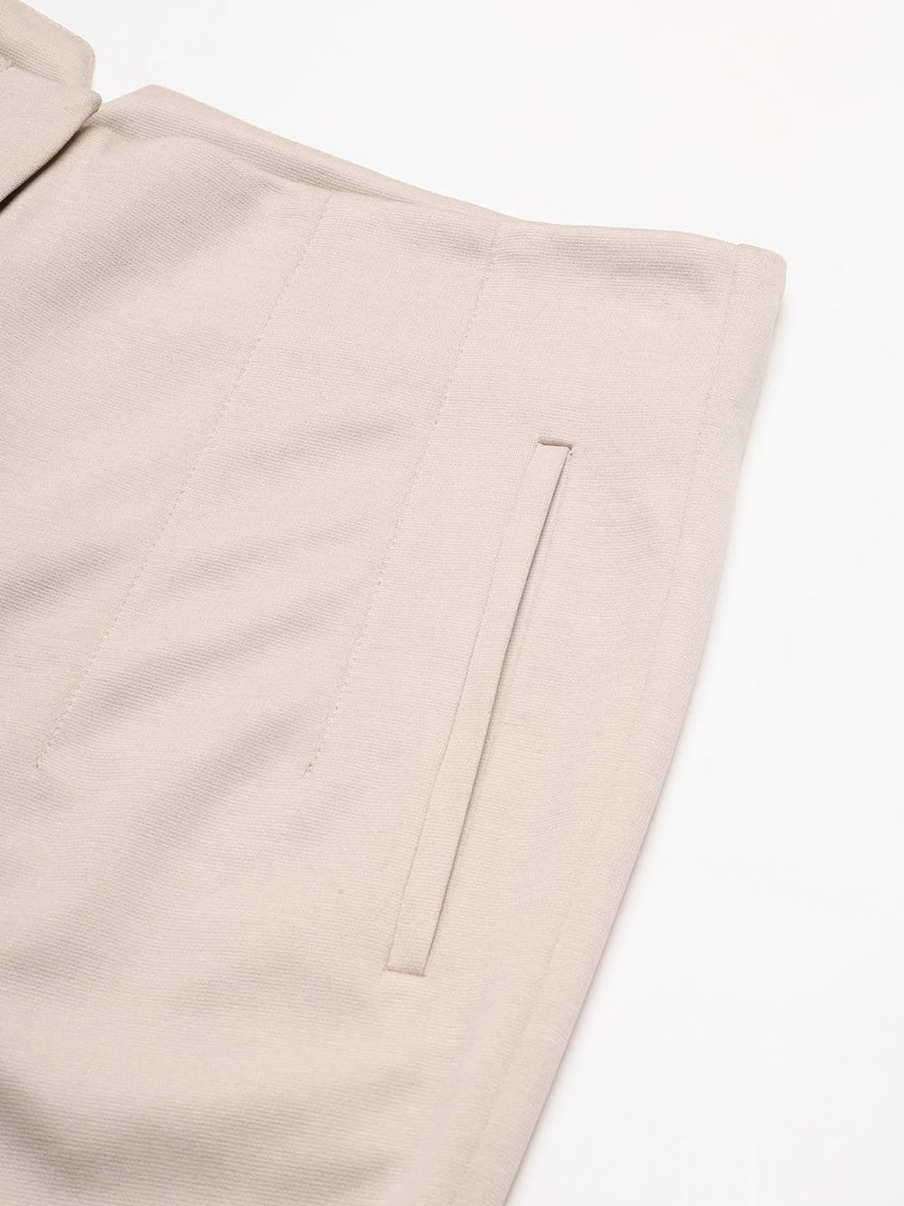 Beatnik Beige Pleated Womens Trousers Beatnik India