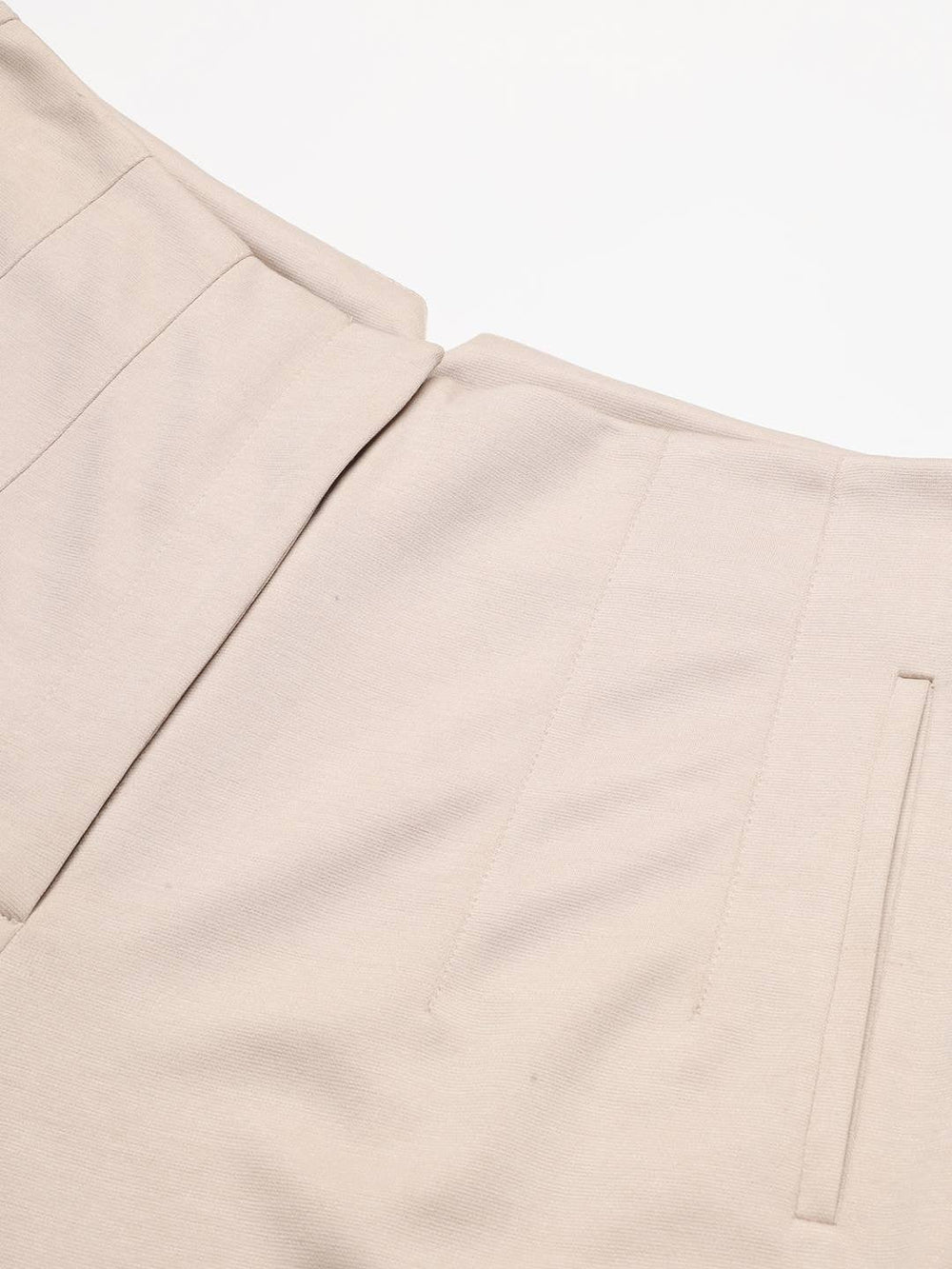 Beatnik Beige Pleated Womens Trousers Beatnik India